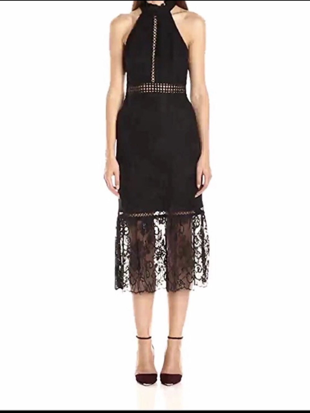 ABS By Allen Schwartz Women's Detailed Halter Lace Dress with Mermaid Hem Size 8